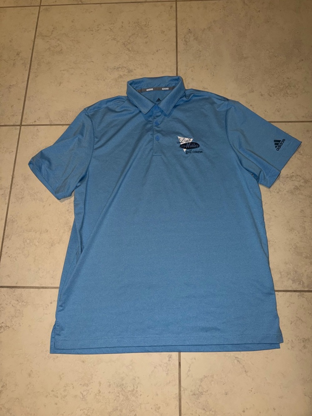 Adidas Golf Dad Miller Golf Course Polo Shirt Blue Men's Large